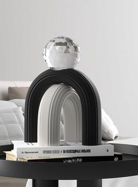 几何艺术软装高级感水晶球摆件意式极简客厅柜子电视柜酒柜装饰品