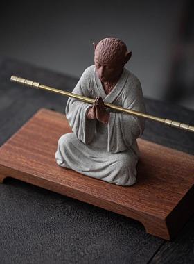 炼器紫砂孙悟空禅意摆件创意齐天大圣家居茶室鱼缸造景配件装饰品