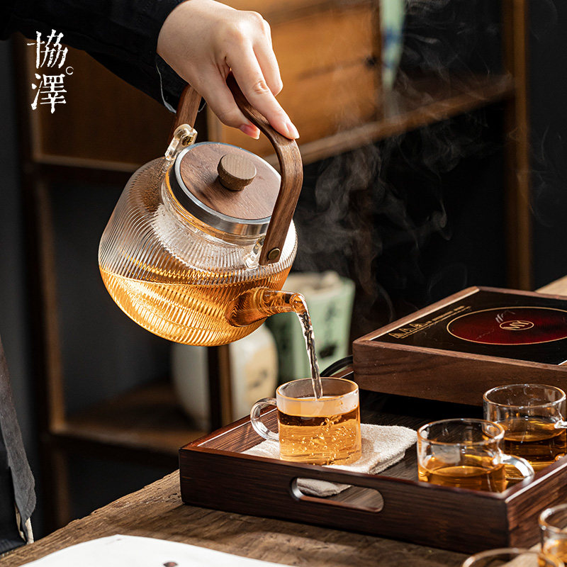 茶壶泡茶家用 煮茶养生壶套装 相思木电陶炉新款 加厚高硼硅玻璃,淘宝优惠券,粉丝福利购,淘宝优惠卷