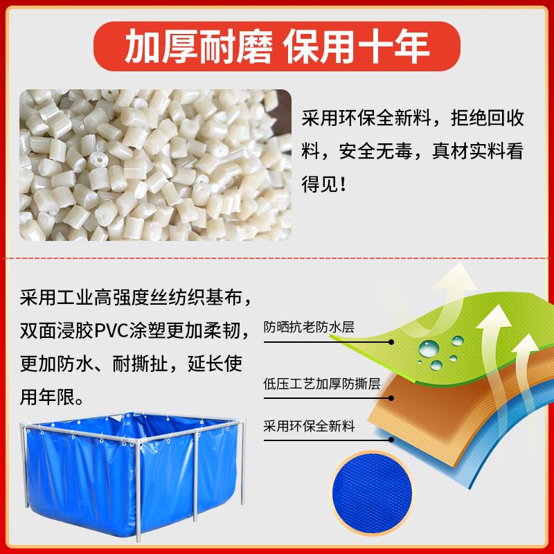 定制帆布鱼池防水布加厚户外养鱼池水产养殖室外大型塑料水池雨布-图2