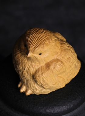 天然黄杨木雕乖萌j黄鸡萌鸡摆件文玩手把件工艺品吉祥转运桌面摆