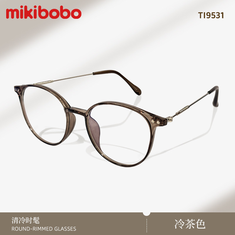 韩系显白奶金色眼镜框女可配近视度数素颜文艺小圆框金丝眼睛镜架