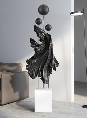 客厅大型落地斗鱼摆件电视柜沙发旁边大号家居装饰品乔迁新居礼品