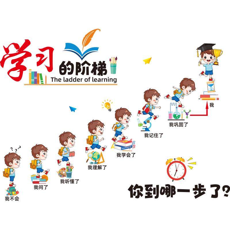 学习的阶梯励志墙贴纸儿童房间墙面装饰教室布置班级文化墙托管班,淘宝优惠券,粉丝福利购,淘宝优惠卷