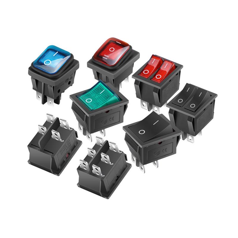 船型开关KCD4 电源底座插座4 6脚2 3档开关 16A防水红绿灯 - 图3