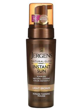 Jergens,Natural Glow Instant Sun 调色着色摩丝，浅铜色，6 液1