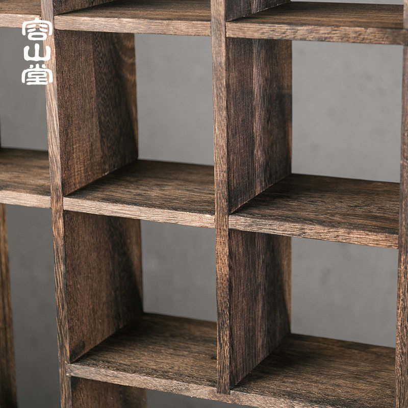 Rongshantang solid wood Chinese wall-mounted large and small Bogu rack tea cup rack Duobao Pavilion tea set storage cabinet storage display rack
