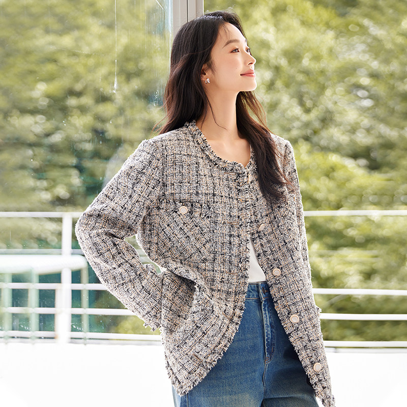 IC格纹设计廓版小香风外套女2026新款初秋短外套通勤气质休闲上衣,淘宝优惠券,粉丝福利购,淘宝优惠卷