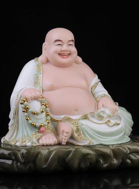 汉白玉弥勒佛菩萨大肚笑佛招财弥勒佛佛像家用供奉客厅桌面摆件