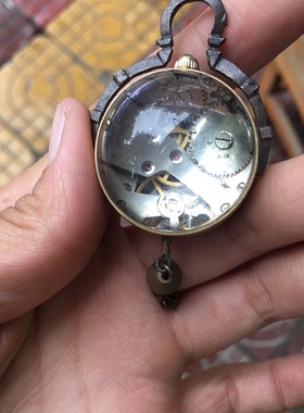 新款复古青铜色水晶球形吊坠项链表半自动机械表怀表 古玩钟表