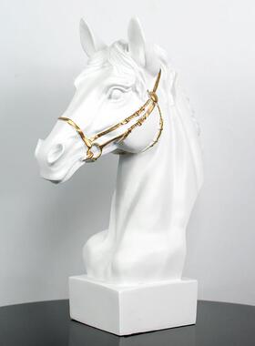 创意欧式开业招财冷铸铜马头装饰品摆件客厅家居办公室桌面摆设