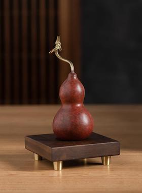 黄铜红色葫芦摆件客厅天然家居装饰品玄关电视柜子办公室高档礼品