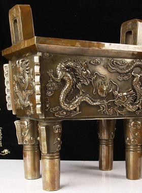 大型古董铜双龙鼎饰品铜龙鼎饰品铜龙鼎饰品