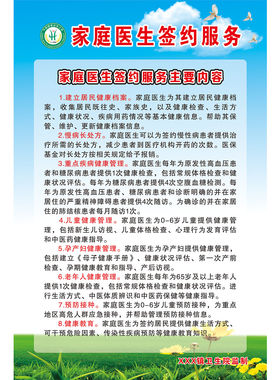 家庭医生签约服务内容社区小区公共服务宣传栏海报墙贴纸KT板