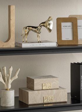 现代轻奢高档电视柜开放格摆件别墅客厅样板房高级感壁龛软装饰品