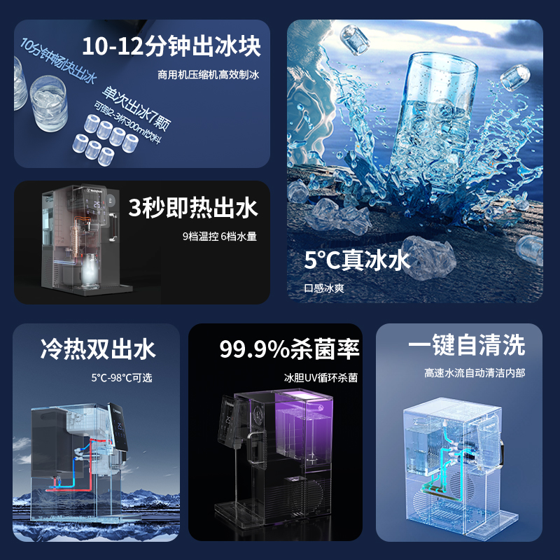 西屋冰块饮水机台式即热制冰一体机家用桌面加热直饮水机G1/G3