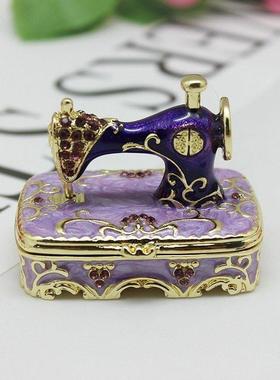 时尚家居衣车金属缝纫机摆件珐琅工艺饰品盒子外贸现代小礼品包邮