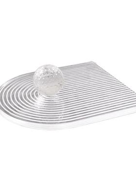 简约现代几何亚克力条纹托盘收纳盘摆件样板间书房玄关家居装饰品