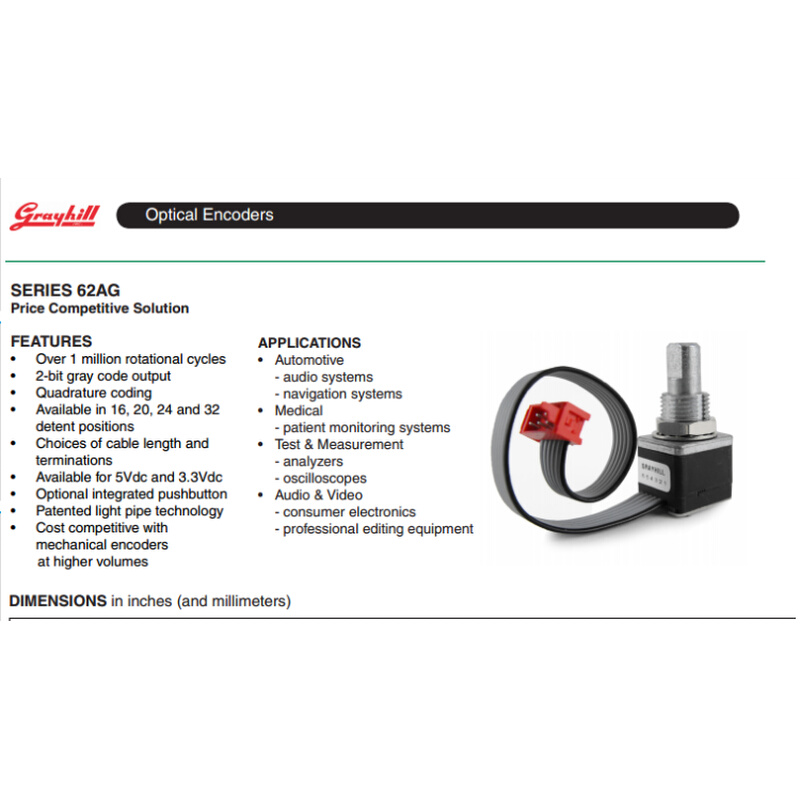 GRAYHILL光电编码器62AGY22026奥迪A6L空调旋转编码器调节轴18mm - 图3