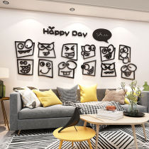Funny expression 3d Cubism wall stickler Living room sofa Background wall stickup TV Wall decoration stickers Inwind