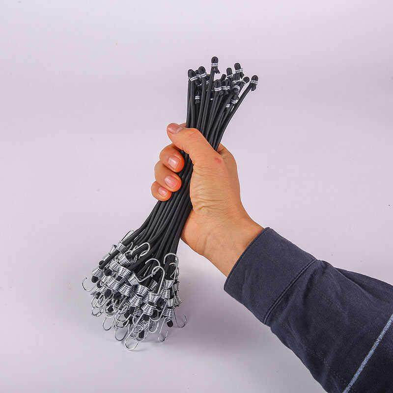 24cm长弹力松紧绳两头带钢钩50条装牛筋+涤纶外包捆绑绳强劲弹力 - 图3