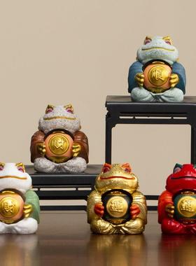 国潮金蟾招财摆件家居金蝉茶宠桌面茶桌装饰吉祥物工艺礼品摆饰生