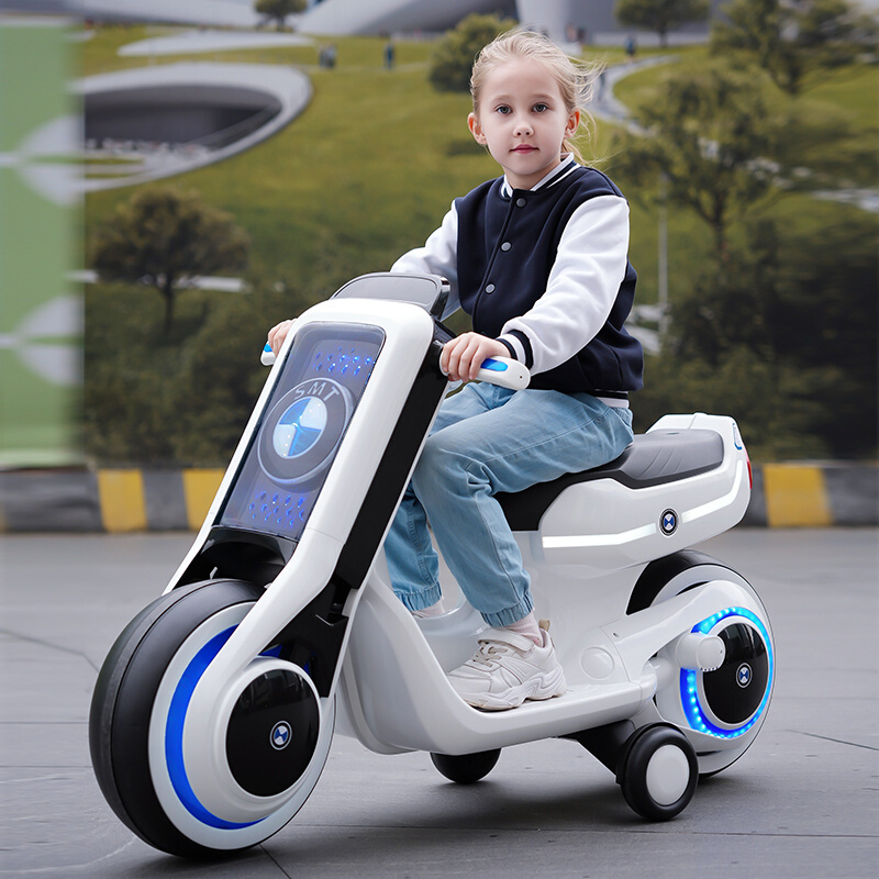 新款儿童电动摩托车可坐人双人男女宝宝三轮车充电小孩大号玩具车