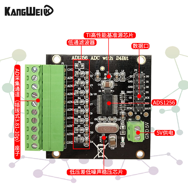 ADS1256模块 24位ADC 数据采集卡 ADC 高精度ADC采集 模数转换器 - 图2