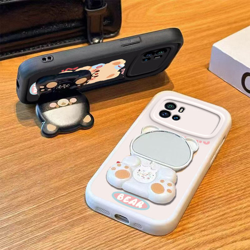 适用iQOO9手机壳小熊支架vivoiQOO9Pro保护套vivo爱酷iQ009镜子i酷iPOO硅胶软壳iOOQ全包iQQO防摔iQ9iCOO男女 - 图2