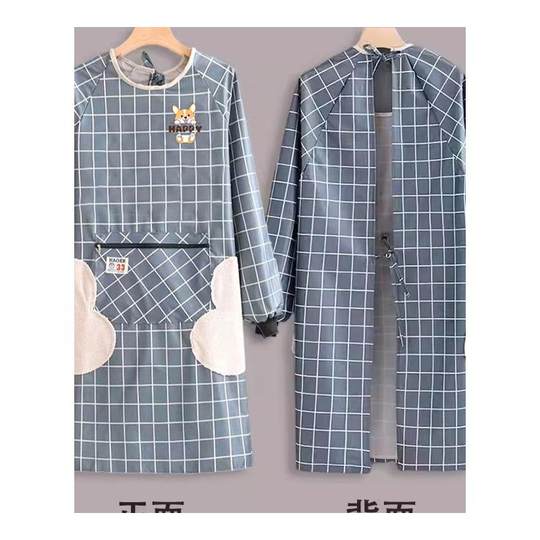 防水防油围裙女厨房做饭专用长袖罩衣可擦手家用防污大人工作服秋