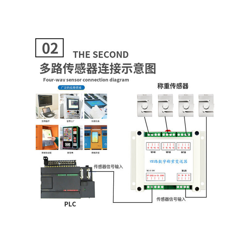 单路四路八六路路称重拉压力传感器数字采集变送器RS232rs485模块 - 图1