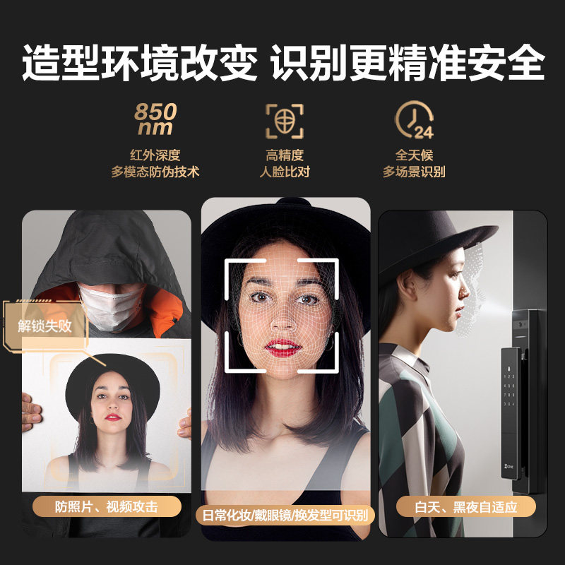 萤石3D人脸识别智能大屏猫眼视频锁家用防盗门电子指纹锁DL50FVS+