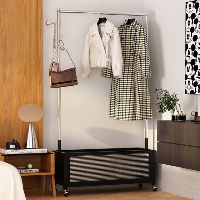 Light luxury clothes rack floor-standing bedroom drying clothes rack mobile high-end corner clothes rack overnight storage clothes rack