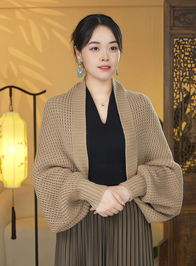 秋冬针织保暖开衫披肩女百搭