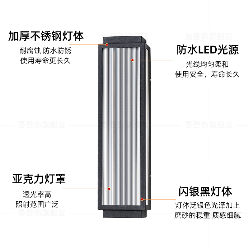 现代简约户外壁灯别墅大门口室外防水不锈钢露台花园院子围墙壁灯 - 图3