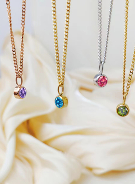 欧美十二月份项链金色小众锁骨链