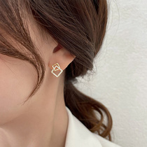 Géométrie carrée Légèrement Inposée Zircon Nails Femme 2023 New Tide Pure Silver Ear Rings Fall Personality Superior Ear Accessories