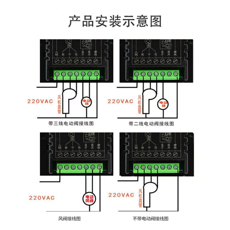 中央空调面板控制器开关黑灰色触摸地暖空调二合一风机盘管温控器 - 图1