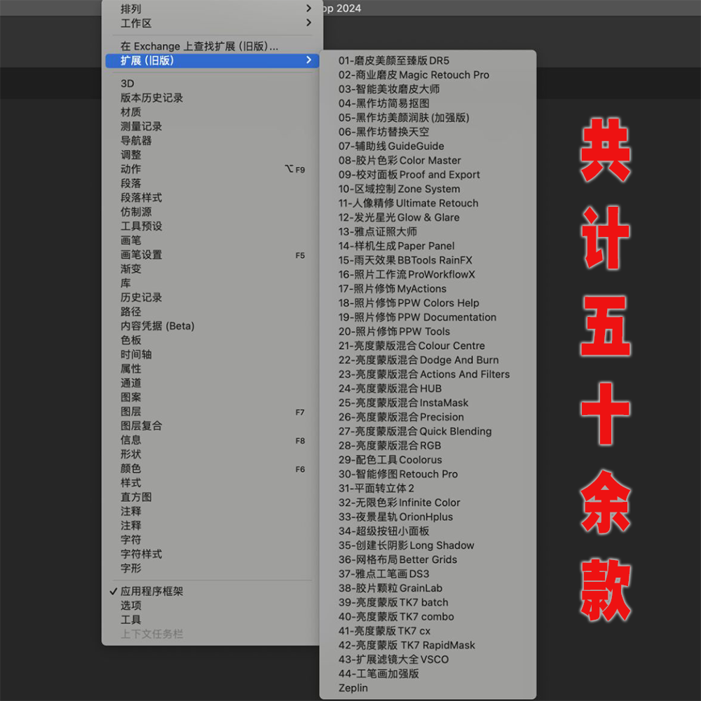 MAC/M1/M2/M3苹果PS插件合集一键安装包DR5修图磨皮2018/2024远程-图0