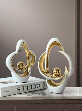 北欧轻奢陶瓷时来运转艺术摆件家居客厅酒柜电视柜办公室桌面装饰