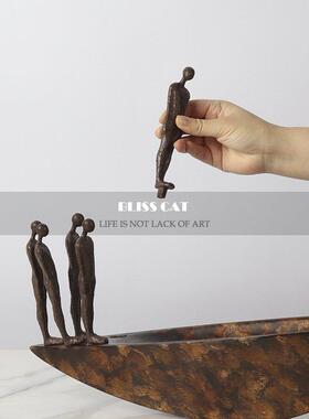 新中式软装平衡金属雕塑摆件样板房售楼处民宿玄关书柜艺术装饰品