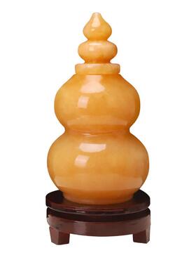 天然黄玉空心葫芦开 口玉葫芦摆件开 业乔迁礼品福禄客厅玄关装饰