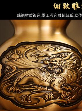 铜葫芦摆件黄铜八卦麒麟貔貅葫芦开口开盖空心家居挂件玄关装饰品