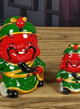 关公财神摆件小号武财神招财桌面汽车车内家居客厅卡通可爱装饰品