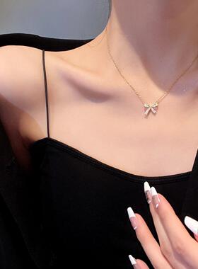 ins潮同款微镶镶嵌蝴蝶结吊坠