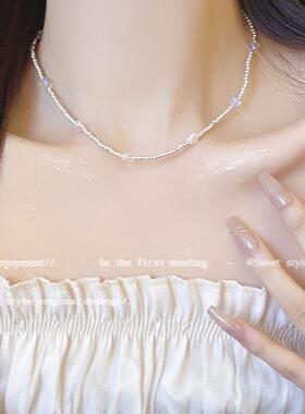 心水晶爱心串珠项链女ins潮百搭