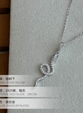 高级感S925银轻奢灵蛇闪钻项链女