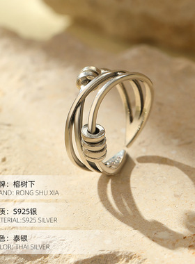 高级感S925银多层朋克潮酷戒指女