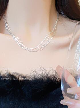 巨闪多层叠戴项链女轻奢小众