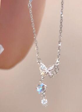 韩国新款超仙彩钻蝴蝶项链女轻奢